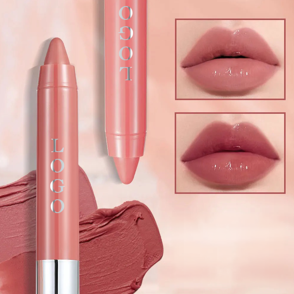 Custom Moisturizing Lipgloss Lip Liner, Long Lasting Smooth Nude Lipstick Crayon. 12 Shades