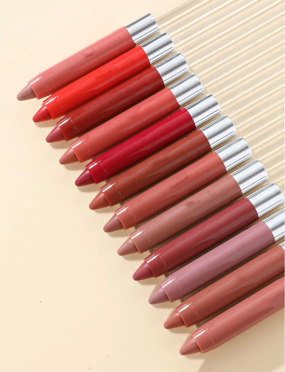 Custom Moisturizing Lipgloss Lip Liner, Long Lasting Smooth Nude Lipstick Crayon. 12 Shades