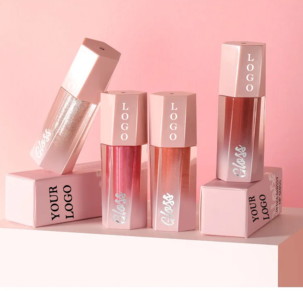 Pink Packaging, Liquid Lipstick, Non-Stick Cup Lipgloss, Lip Glaze, Long Lasting Waterproof Juicy Lipgloss. 8 Shades