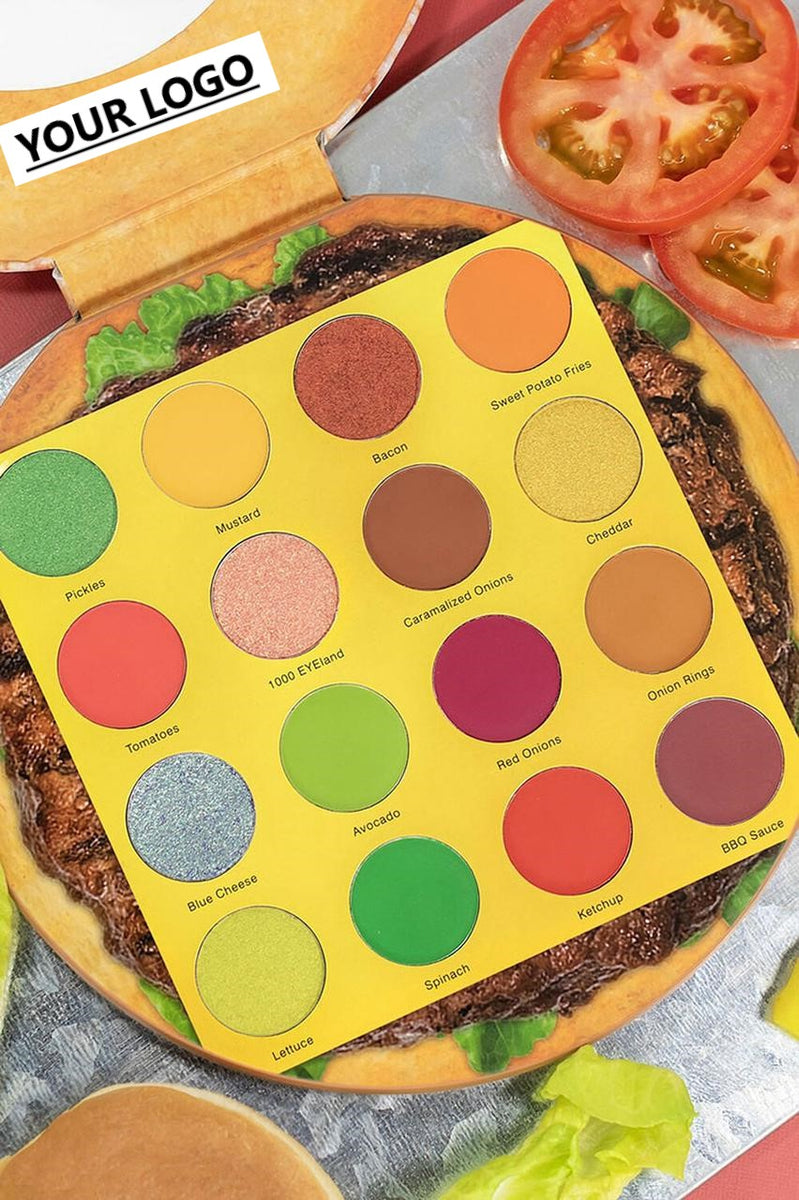 High Pigment Pressed Makeup, Burger Theme Eyeshadow Palette (16 Shades)