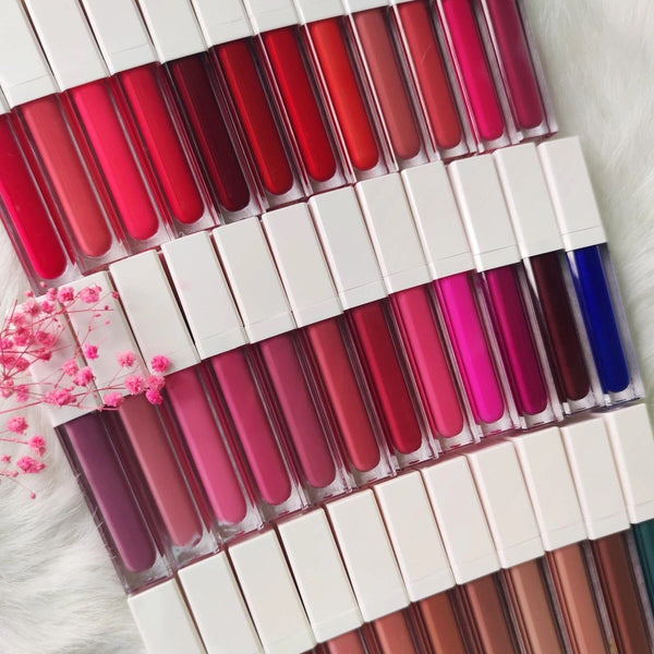Waterproof, Nude/Multicoloured Satin Matte Liquid Lipstick. 35 colours