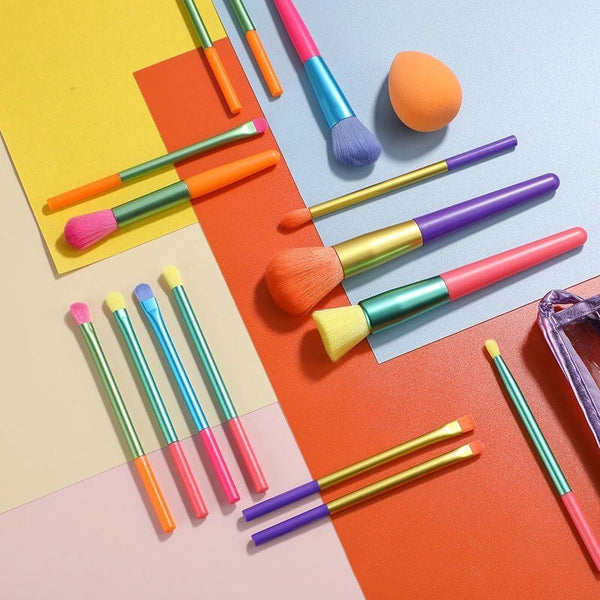 Fluffy Multicoloured Makeup Brushes. 15 pcs Cosmetic Set (Free Shipping)