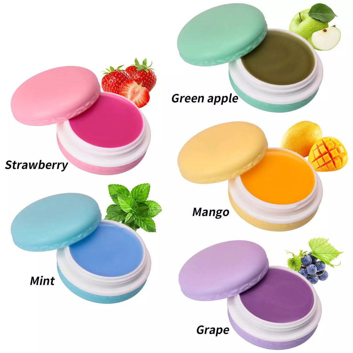 MCustom Cute Macarons Kiddie Hydrating Lip Repair Lip Balm 250 pcs (5 pcs Set)
