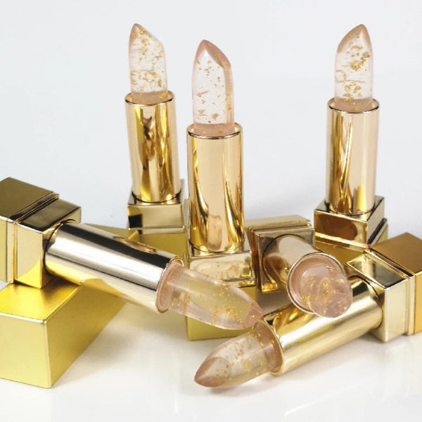 Custom Gold Packaging Transparent Lipbalm with gold foil