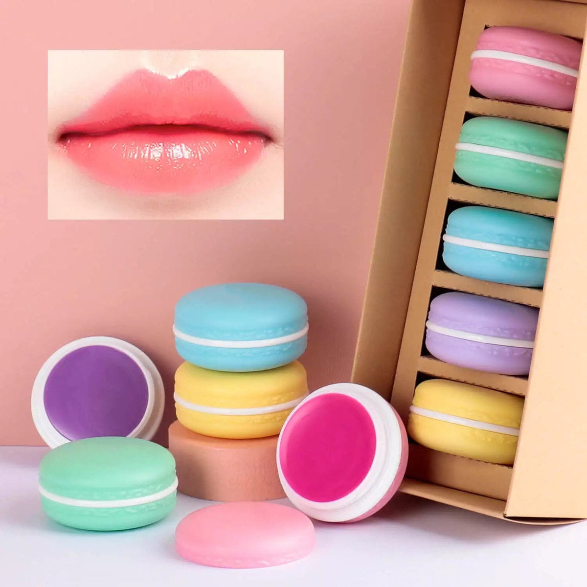 MCustom Cute Macarons Kiddie Hydrating Lip Repair Lip Balm 250 pcs (5 pcs Set)