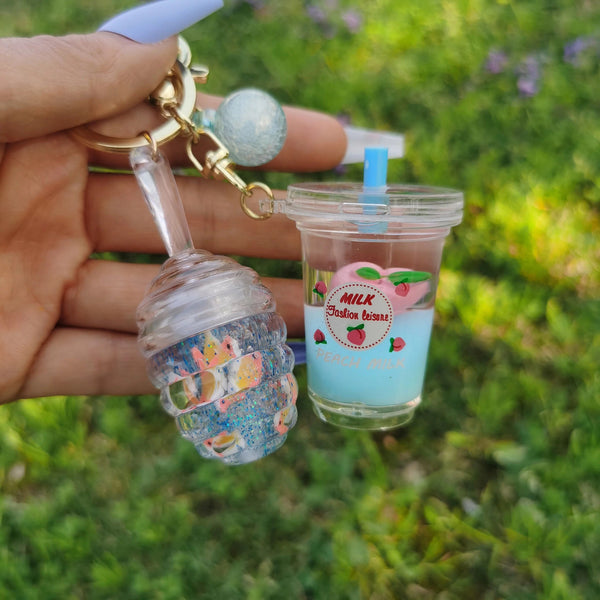 Custom Cute Honeycomb Lipgloss with Matching Peach Milk Keychain (4 Colours Mix)