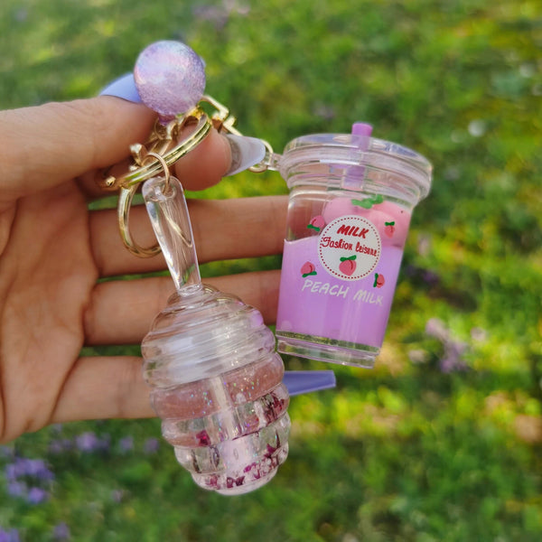 Custom Cute Honeycomb Lipgloss with Matching Peach Milk Keychain (4 Colours Mix)