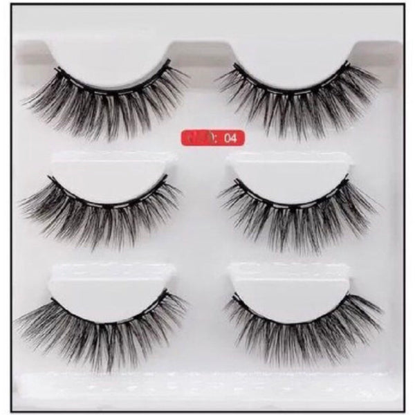 3 pair Magnetic EyeLashes With Lash Tweezers/Eyeliner Set No Glue Natural 5 Magnets Kit
