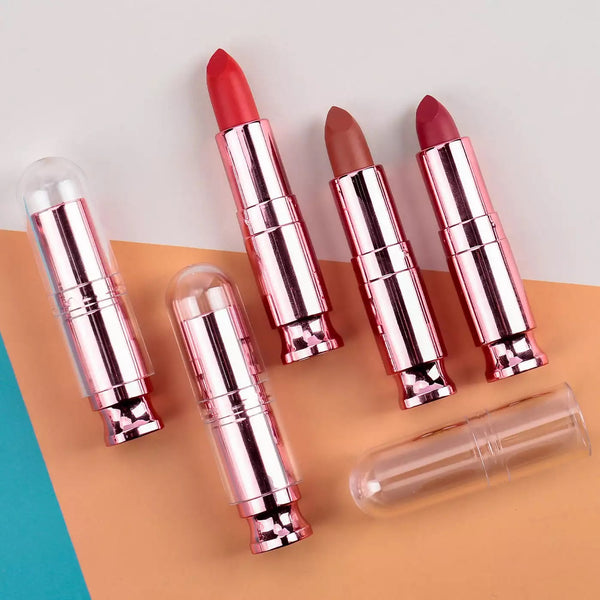 Rose Pink pre-filled Nude Velvet Lightweight Moist Waterproof Matte Lipstick. 14 Shades