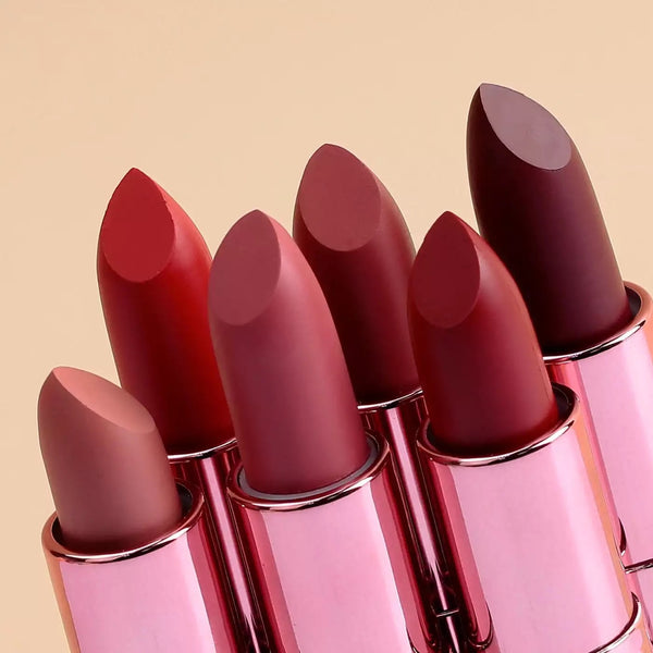 Rose Pink pre-filled Nude Velvet Lightweight Moist Waterproof Matte Lipstick. 14 Shades