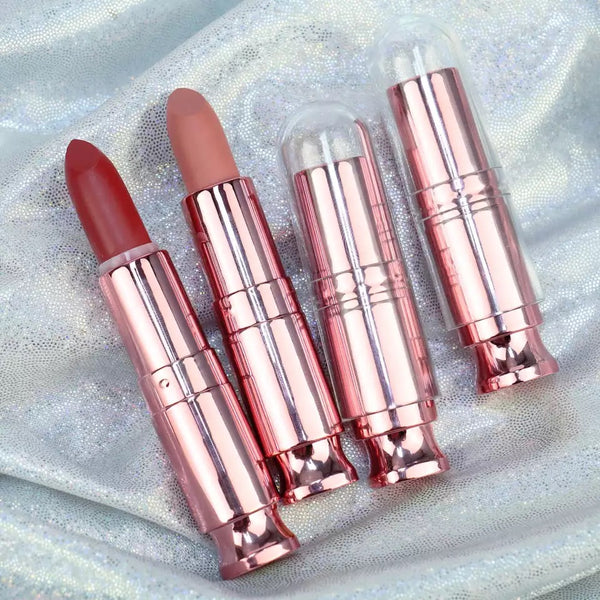 Rose Pink pre-filled Nude Velvet Lightweight Moist Waterproof Matte Lipstick. 14 Shades