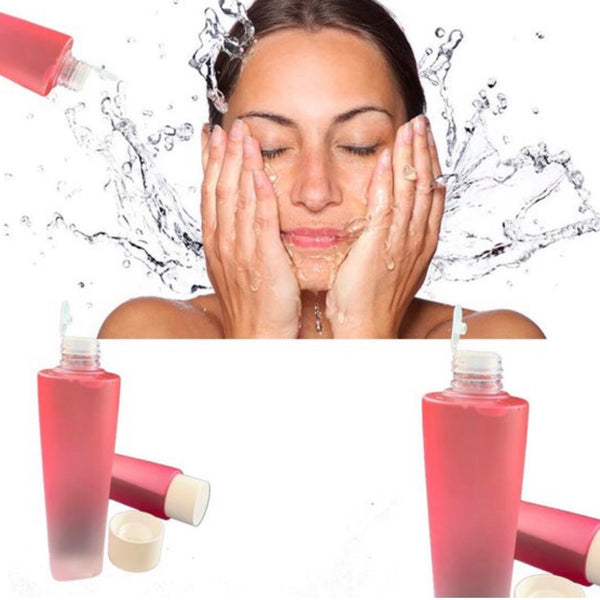 Custom Pink Glass Bottle, Oil Free Gentle Deep Cleansing Liquid Makeup Remover Micellar Water (Free Shipping)