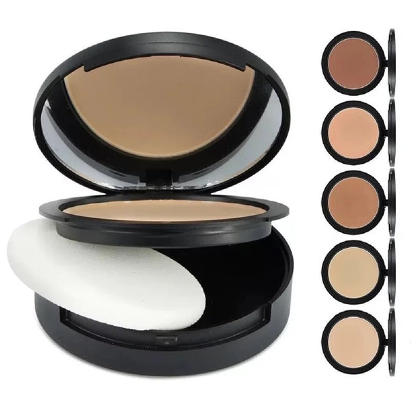 Matte Nude Compact Face Powder with Mirror and Sponge  (5 shades)