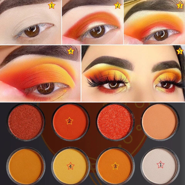 Orange Cosmetic Multicoloured Fruit Inspired Eyeshadow Palettes, 5 Colours.