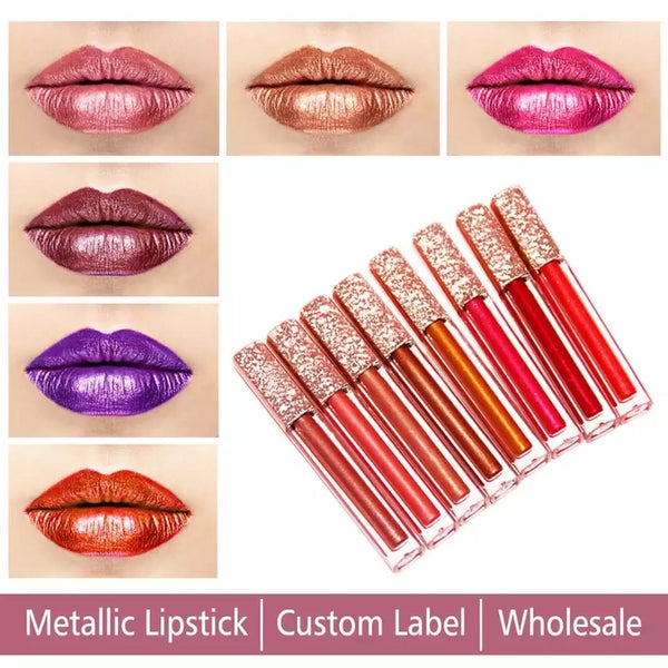 15ml Rose Gold  Wholesale Luxury PREMIUM quality pre-filled metallic liquid lipstick. 17 Shades (Free Shipping)